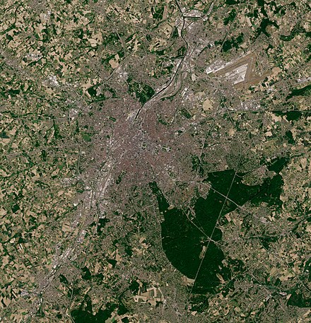 A 2020 satellite image of the Greater Brussels area