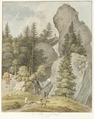 Heinrich Füssli[54]: Der Felsen-weg gegen Wäggis auf dem Rigi, undatiert, vor 1830