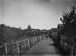 Het dorp Ngadasari met de weg naar de Zandzee (ca. 1915).