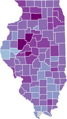 COVID-19 rolling 14day Prevalence in Illinois by county.svg