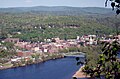 Downtown Brattleboro, Vermont in early May, 2010. Marlboro College Graduate School is the five story building in the lower left.
