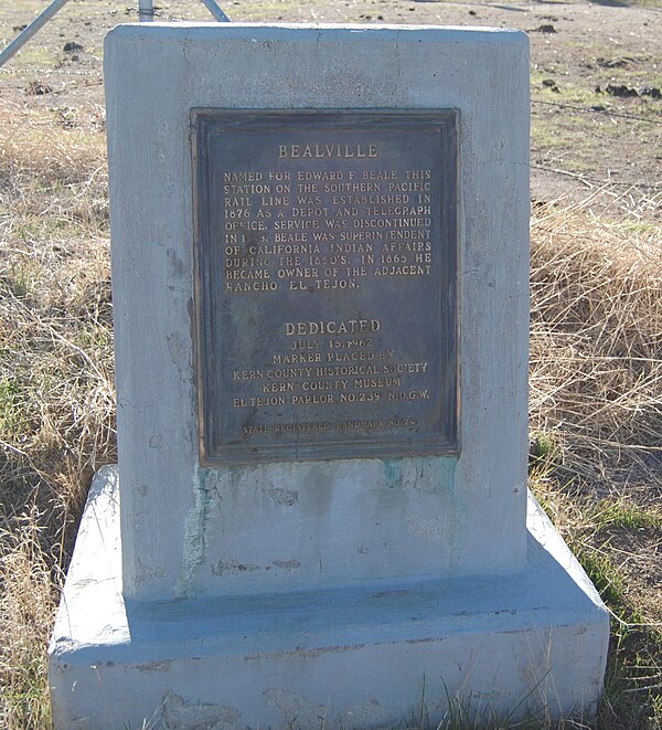 Bealville Historic marker along Caliente-Bodfish Road near Caliente, California.