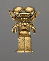 Animal-headed figure pendant; 1st–7th century; gold; height: 6.35 cm (21⁄2 in.); Yotoco stage; Metropolitan Museum of Art (New York City)