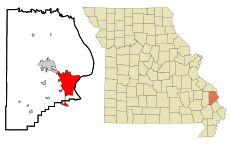 Cape Girardeau County Missouri Incorporated and Unincorporated areas Cape Girardeau Highlighted.svg