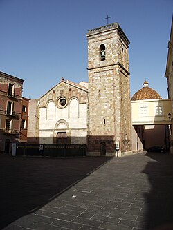 Old church on an urban square