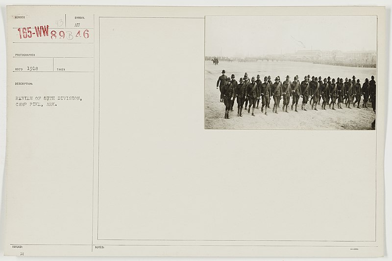 File:Ceremonies - Camp Lewis thru Camp Wheeler - Review of 87th Division, Camp Pike, Arkansas - NARA - 26422541.jpg