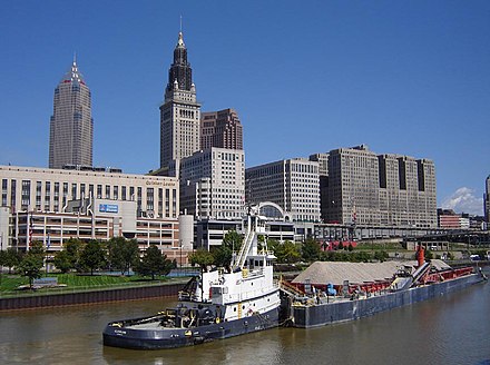 The Cuyahoga River winds through the city to feed Lake Erie. This once highly polluted river inspired the American environmental movement, and it's restoration is a symbol of the city's recovery.