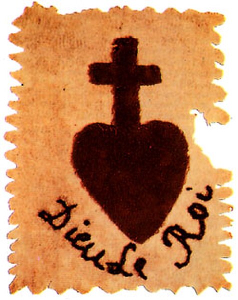 Sacred Heart patch of the Vendean royalist insurgents. The French motto 'Dieu, le Roi' means 'God, the King'.