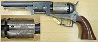 Colt Model of 1848 Holster Pistol (First Model Dragoon), square back trigger guard, oval-shaped Cylinder Stops]