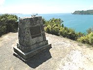 Cairn at Cook's Beach to commemorate Cook's observation of the transit of Mercury