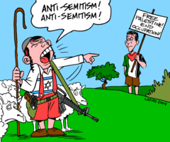 比喻以色列藉用反猶太主義理由來打壓對於巴勒斯坦一方的聲援。