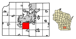 Location of Fitchburg in Dane County, Wisconsin.