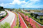 Class I bicycle lane with plant median separation along the Davao City Coastal Road in Davao City