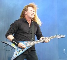 Dave Mustaine, the creator of Megadeth, playing the guitar