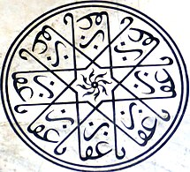 زخرفة إسلامية على شكل دائرية لجملة "يا غفَّار".