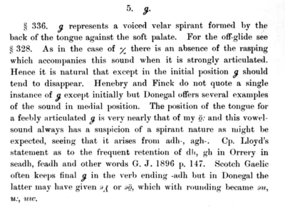 Description de ꬶ dans A dialect of Donegal, 1906.