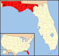 Kaart van het bisdom Pensacola-Tallahassee