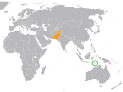 Location of East Timor and Pakistan