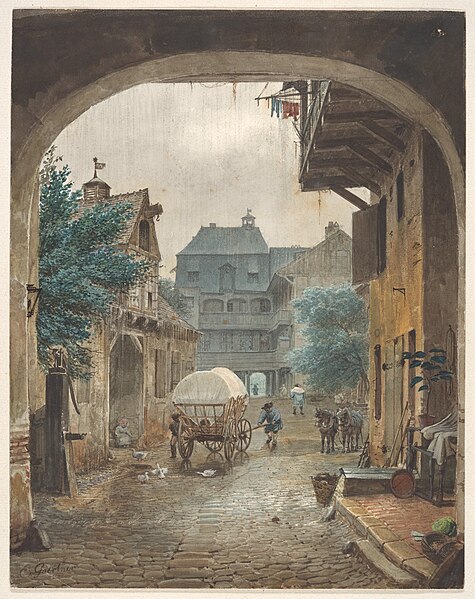 File:Eduard Gaertner - Blick in den Innenhof eines Gasthauses in Colmar.jpg