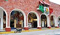 Entrance arches of the Municipal Palace of Huajuapan de León, Oaxaca showing mural work