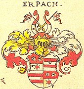 Gemehrtes Wappen der Grafen von Erbach und Herren zu Breuberg nach dem Wappenbuch von Johann Siebmacher.