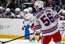 Gustafsson with the New York Rangers in 2023. Erik Gustafsson Rangers 10 21 23.jpg