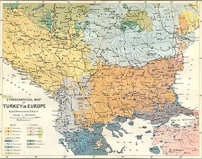 Ethnic map of the Balkans (1880)