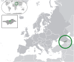 Карта с изображением Южной Осетии в Европе 