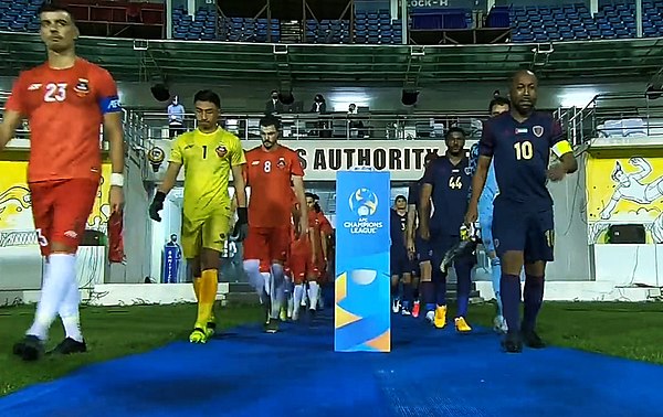 Al Wahda players (right) during an AFC Champions League match against FC Goa at the Fatorda Stadium in 2021