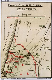 Falls' Sketch Map 20 Passage of the Nahr el 'Auja Falls skMap20 PassageNahr Auja.jpeg