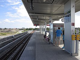 Een blik naar het zuiden, achter het dorp Kastrup is het luchthavenhotel duidelijk te zien.