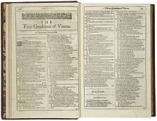 First page of The Two Gentlemen of Verona from the First Folio (1623) First-page-first-folio-two-gentlemen.jpg