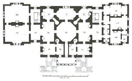 Floor plan, showing the wings used for the patients of Chiswick Asylum, now removed