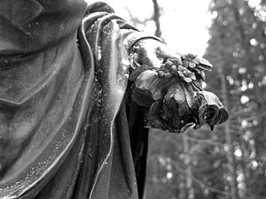 Sculptural stone flowers.