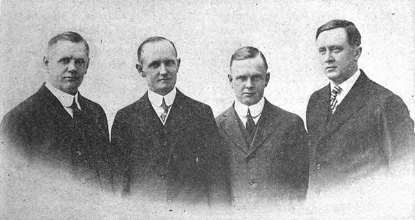 Founders of Harley-Davidson, from left: William A. Davidson, Walter Davidson Sr., Arthur Davidson and William S. Harley.
