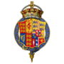 Garter encircled arms of Alexandra of Denmark, Queen Consort of the United Kingdom.png