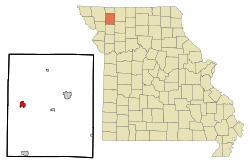 斯坦伯里在金特里縣及密蘇里州的位置（以紅色標示）