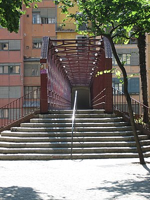 Typicall view of the Iron Bridge in Girona, Catalonia