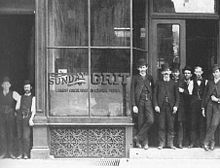 The Grit office as it looked in the 1890s: Publisher Dietrick Lamade is fifth from right, with the mustache. Grit1886.jpg