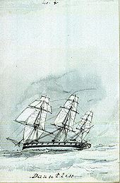 HMS Dauntless in a following wind, 17 November 1850, by Captain Cowper Phipps Coles RN HMS Dauntless (1847) in a following wind.jpg