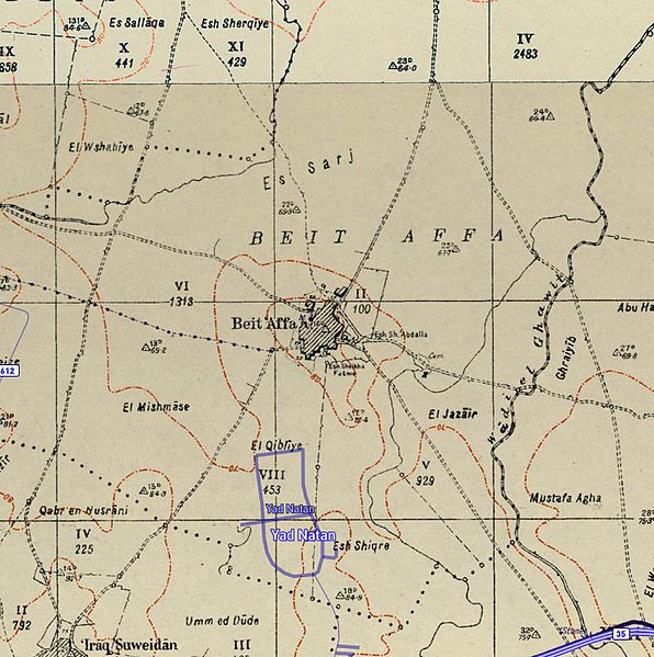 File:Historical map series for the area of Bayt 'Affa (1940s with modern overlay).jpg