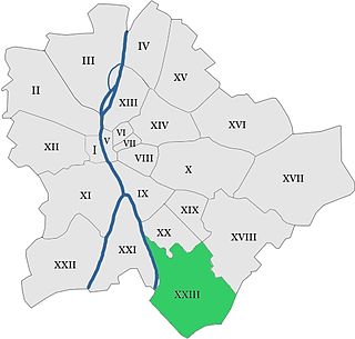 Poziția sectorului în Budapesta (cu verde)