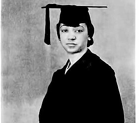 Photo of Inez Beverly Prosser in her Graduation cap and gown InezBeverlyProsser Graduation.jpg