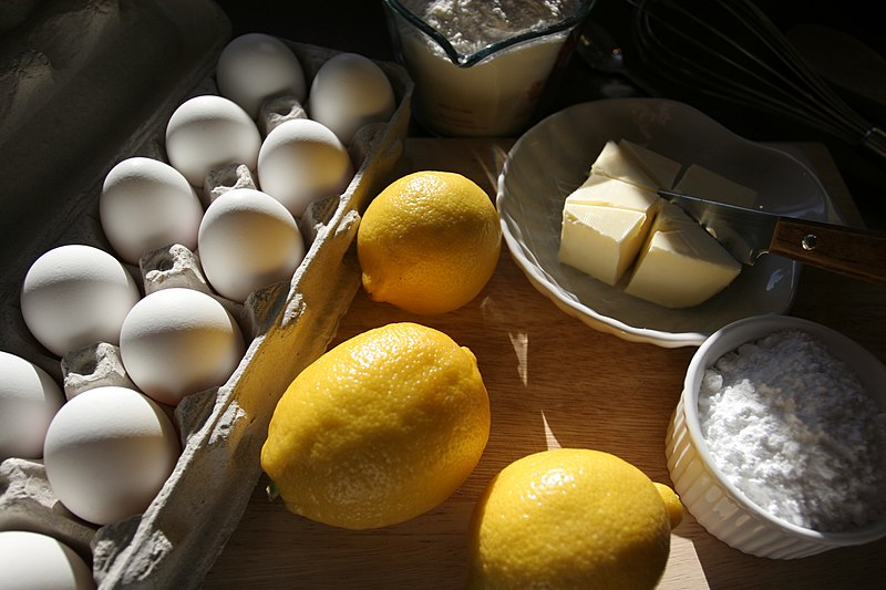 File:Ingredients for a lemon cake.jpg