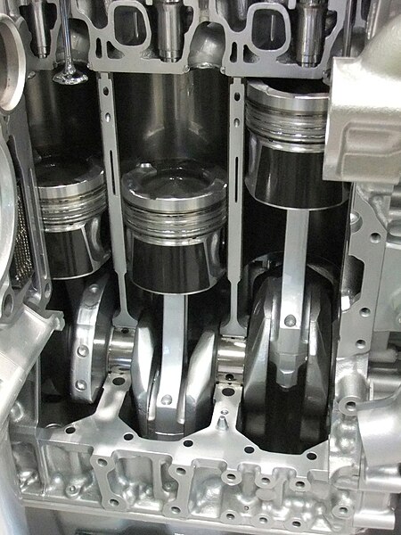 Single-acting pistons of a typical modern diesel car engine