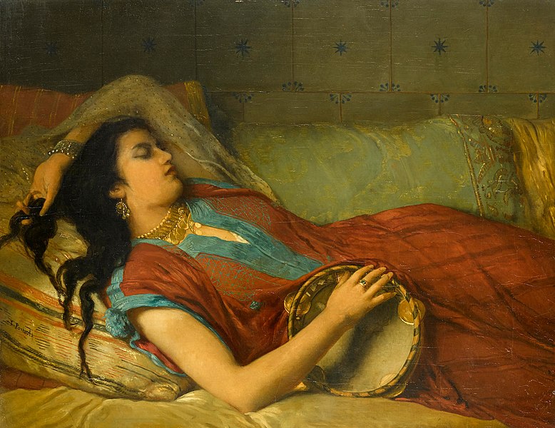 File:Jean-François Portaels - The tambourine player in repose.jpg