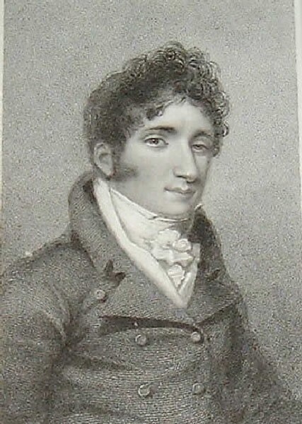 John Braham as "Lord Aimworth", steel line engraving by Thomson/Foster, 1818