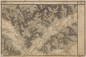 Bistrița pe Harta Iosefină a Transilvaniei, 1769-1773. (Click pentru imagine interactivă)