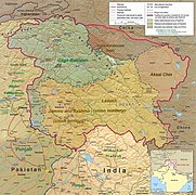 Trans-Karakoram Tract, map of Kashmir region created by US CIA (2004); altered by Fowler & fowler