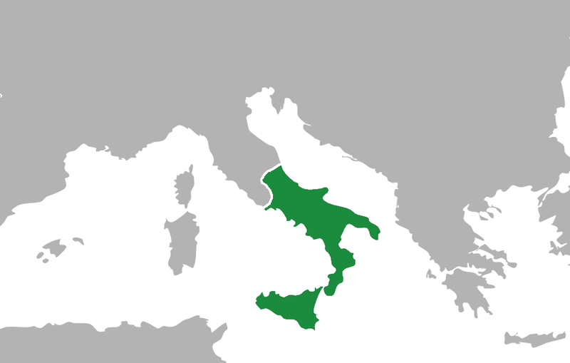 [√] Union du royaume normand de Sicile et du  royaume de Sicile en deçà du détroit de Messine  800px-KingdomoftheTwoSicilies